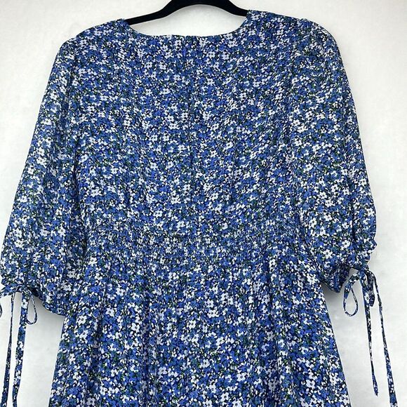 TAYLOR Women's Floral-Print Tiered Ruffle Hem Dress Sz 8P V-Neck Smocked Waist - Picture 16 of 16